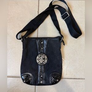 Rocawear Shoulder Bag/ Crossbody Bag  Black Adjustable Strap Rhinestone